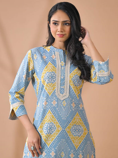 Curved Style Poly Cotton Fabric Grey Color Kurta And Bottom