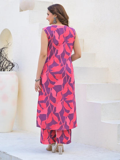 Straight Style Cotton Fabric Red Color Kurta And Bottom