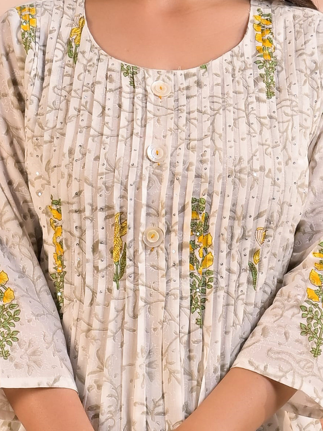 A Line Style Cotton Fabric White Color Kurta And Bottom With Dupatta