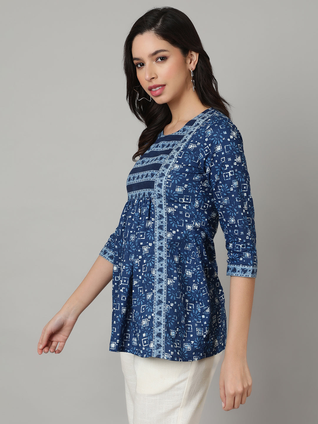 Floral Printed Flared   Top