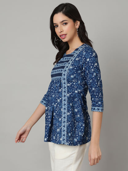 Floral Printed Flared   Top