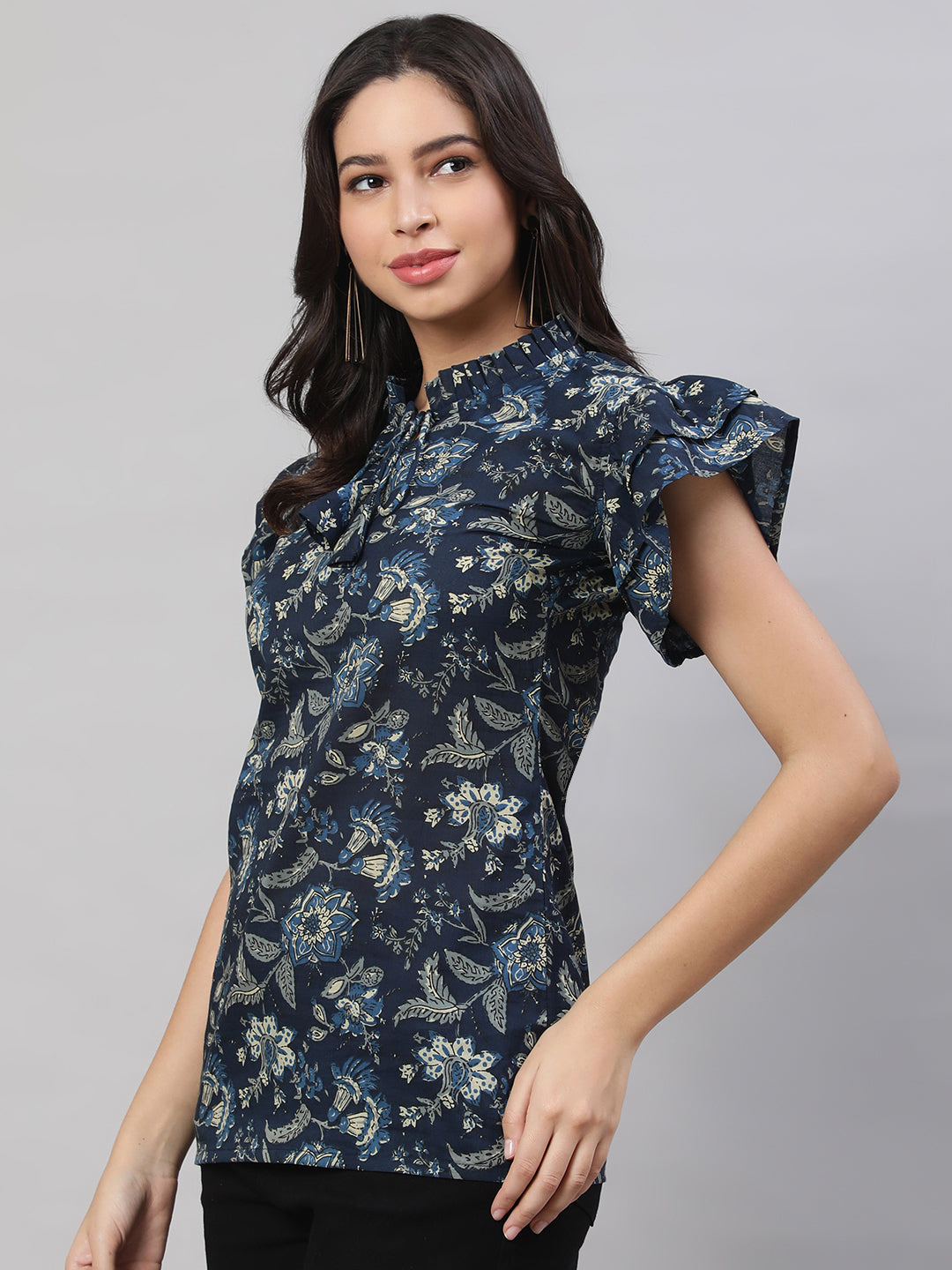 Printed 3/4 Sleeves Regular Pure Cotton  Top