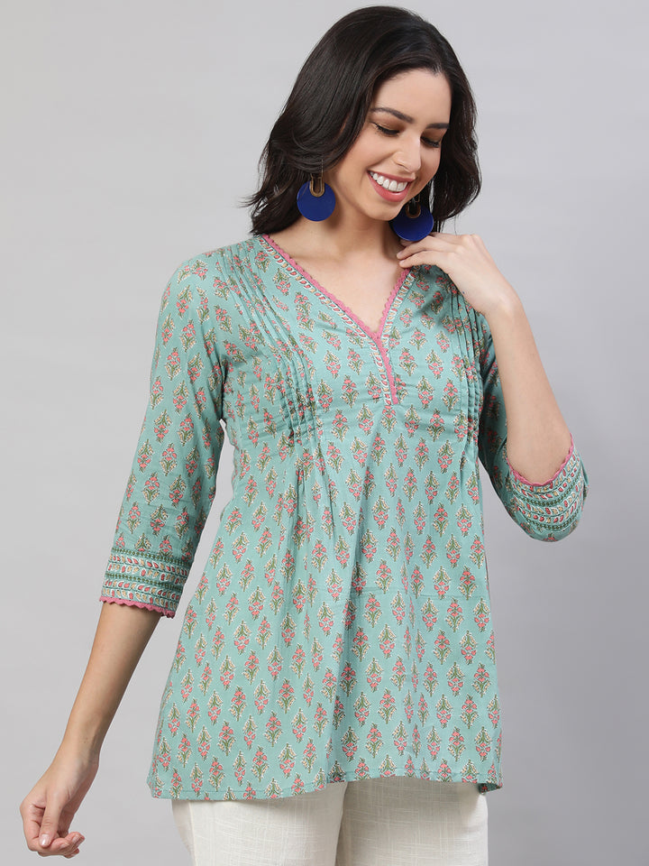 Printed 3/4 Sleeves Regular Pure Cotton  Top