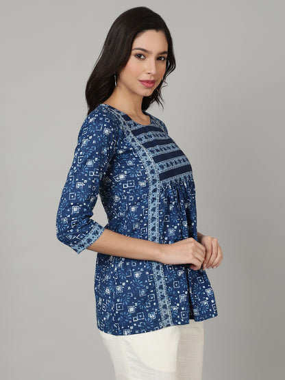 Floral Printed Flared   Top