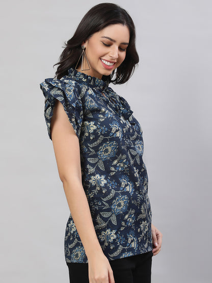 Printed 3/4 Sleeves Regular Pure Cotton  Top