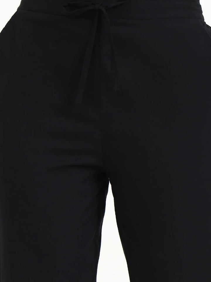 Mid-Rise Ankle-Length Regular Fit Poplin Pants