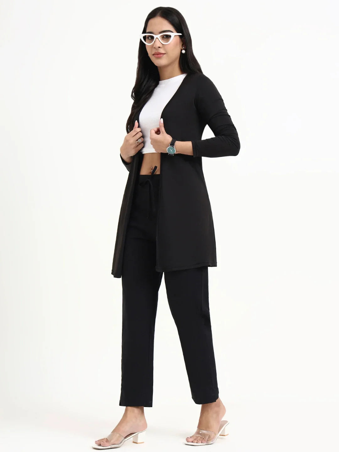 Mid-Rise Ankle-Length Regular Fit Poplin Pants