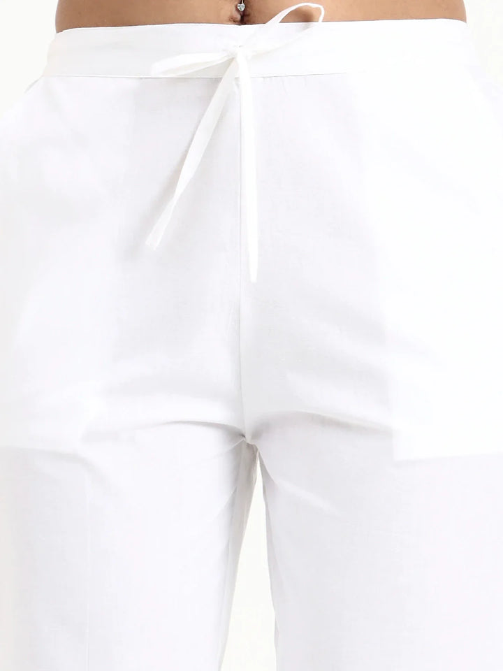 Mid-Rise Ankle-Length Regular Fit Poplin Pants
