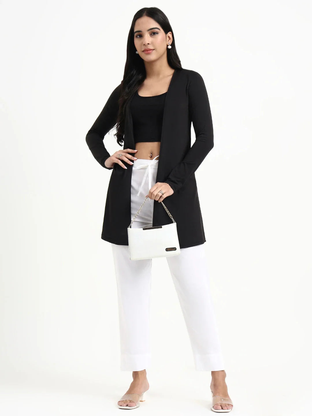 Mid-Rise Ankle-Length Regular Fit Poplin Pants