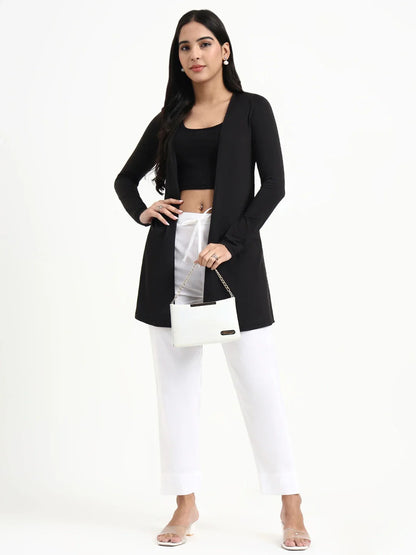 Mid-Rise Ankle-Length Regular Fit Poplin Pants