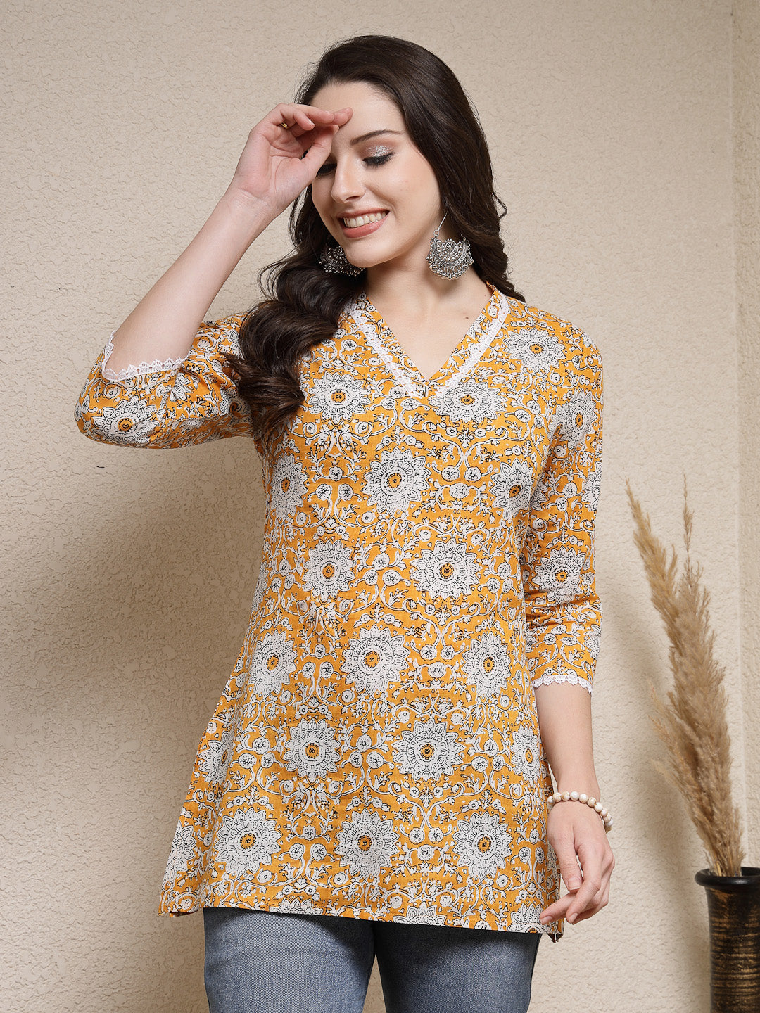 Floral Printed Cotton Empire Top