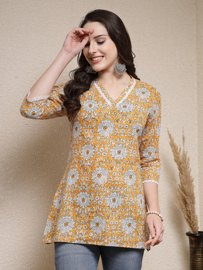 Floral Printed Cotton Empire Top