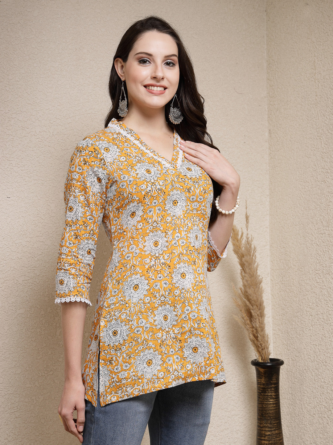 Floral Printed Cotton Empire Top