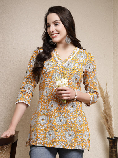 Floral Printed Cotton Empire Top