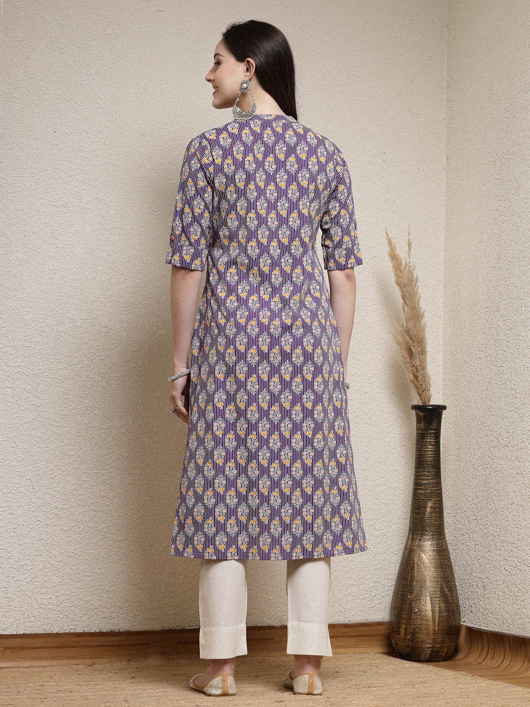 Floral Printed Rayon A-Line Kurta
