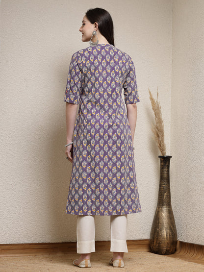Floral Printed Rayon A-Line Kurta