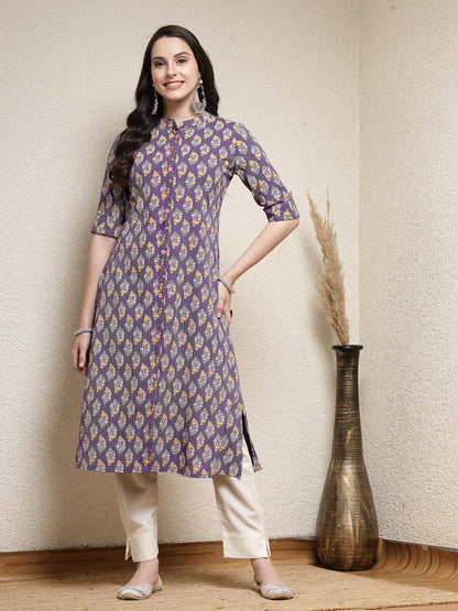 Floral Printed Rayon A-Line Kurta
