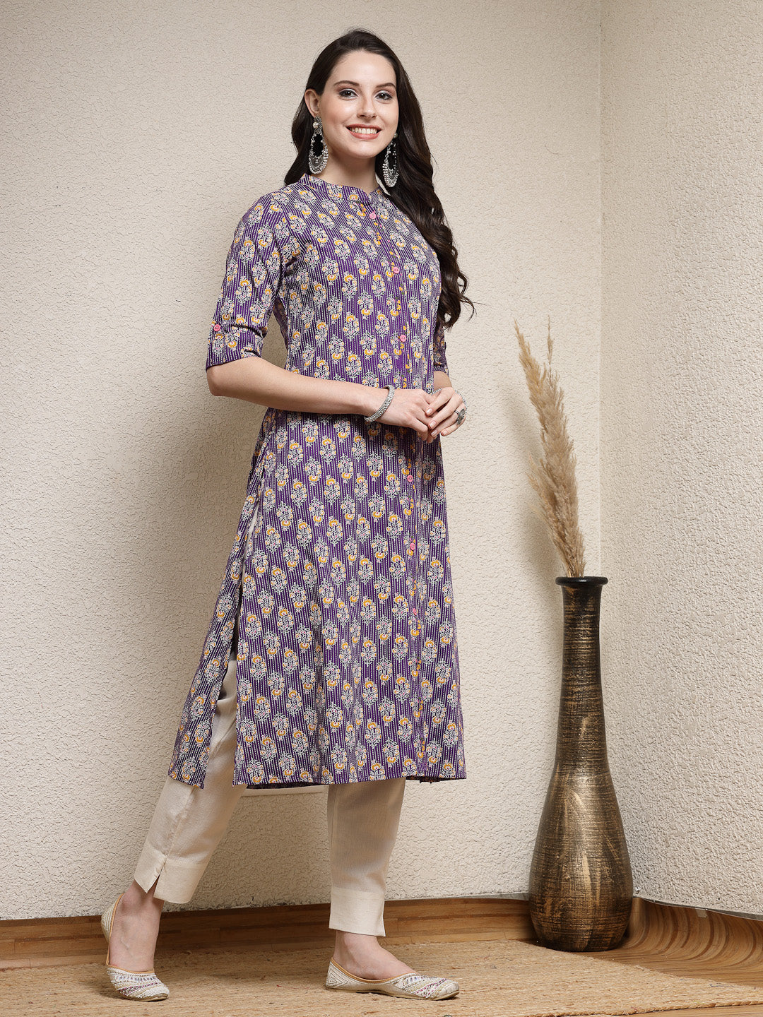 Floral Printed Rayon A-Line Kurta