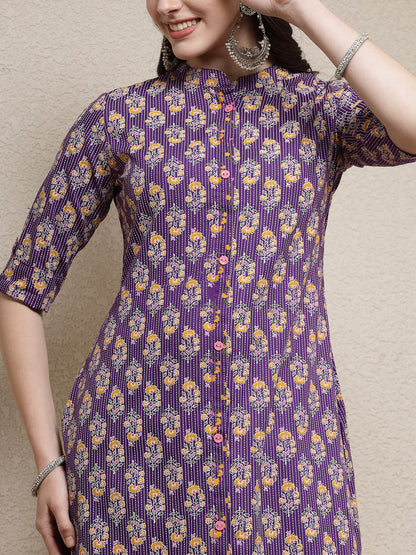 Floral Printed Rayon A-Line Kurta