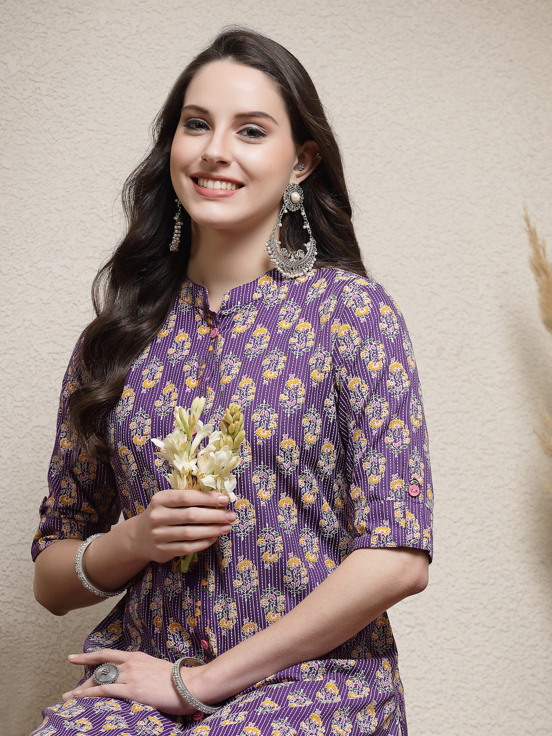 Floral Printed Rayon A-Line Kurta