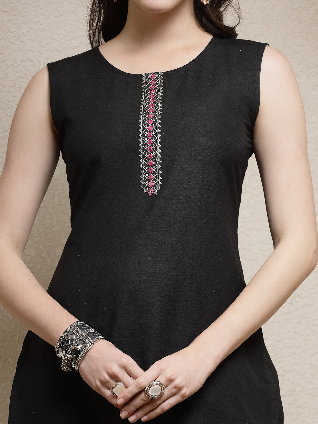 Embroiderd Cotton Blend Straight Kurta Pant Set