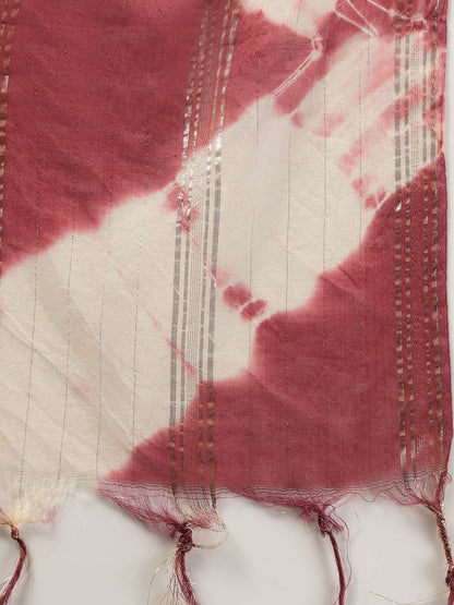 Woven Designed Cotton Blend Straight Kurta Pant Dupatta Set