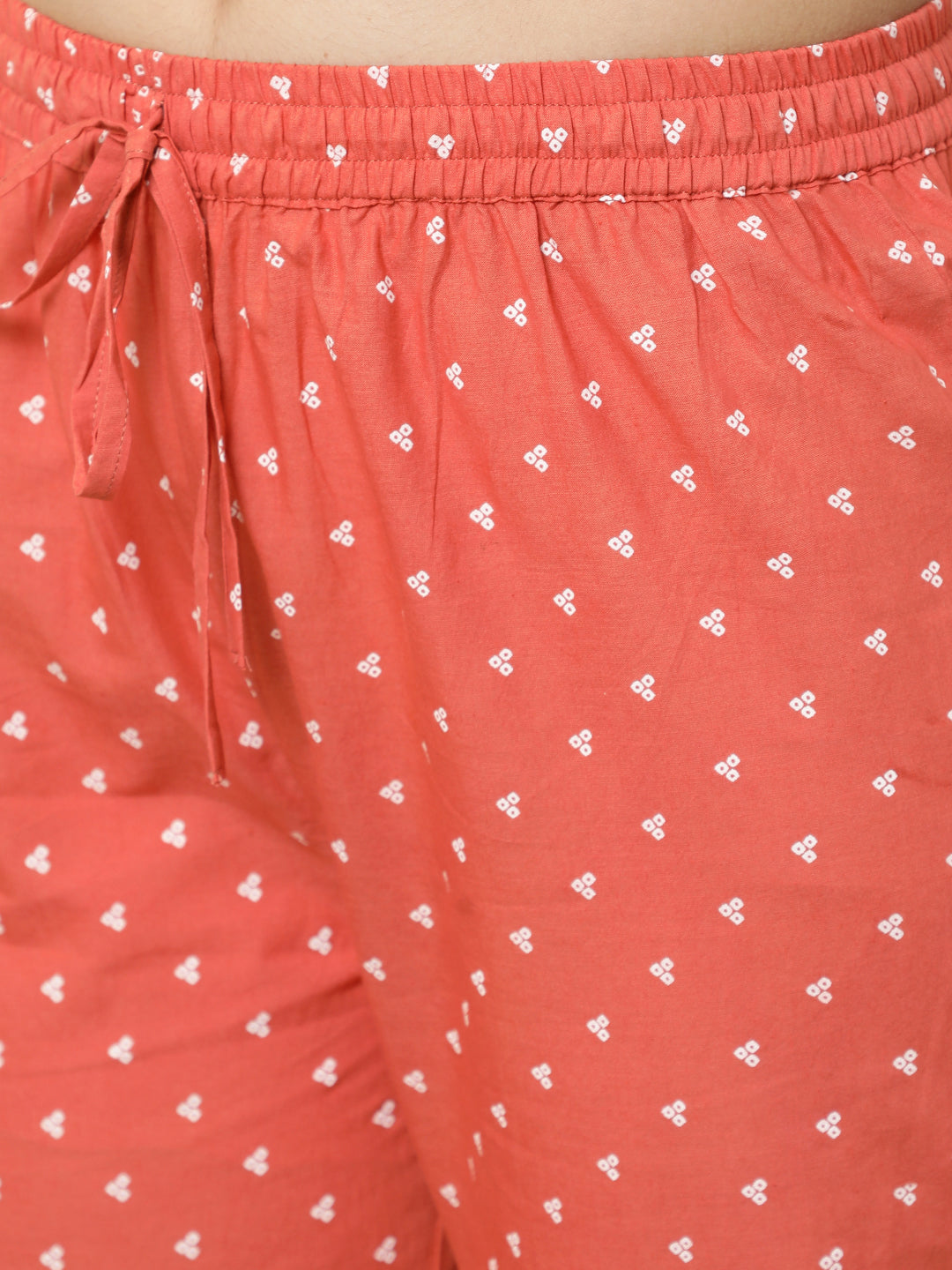 Cotton  Calf Length Printed Straight 3/4 Sleeves Round Kurta Bottom Dupatta Set