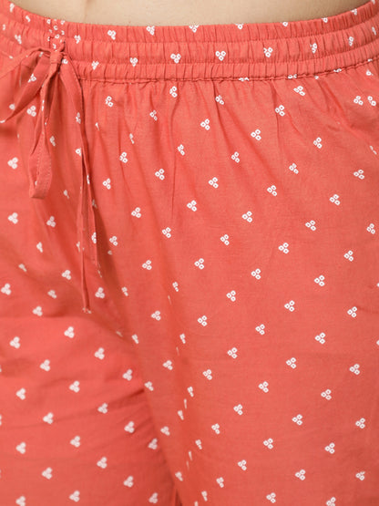 Cotton  Calf Length Printed Straight 3/4 Sleeves Round Kurta Bottom Dupatta Set