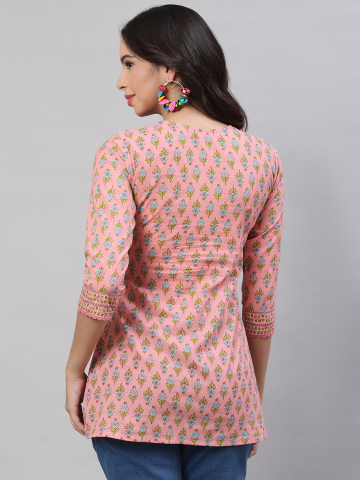 Printed 3/4 Sleeves Regular Pure Cotton  Top