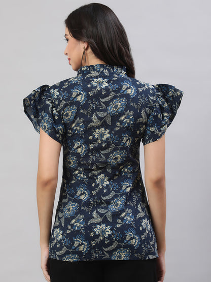 Printed 3/4 Sleeves Regular Pure Cotton  Top