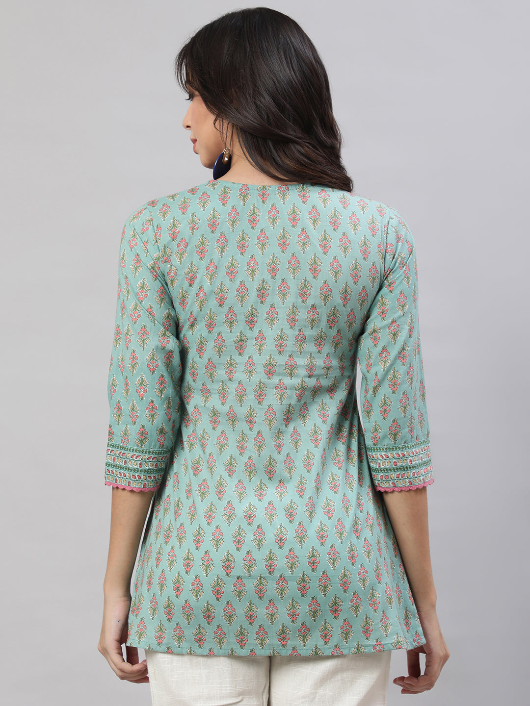 Printed 3/4 Sleeves Regular Pure Cotton  Top