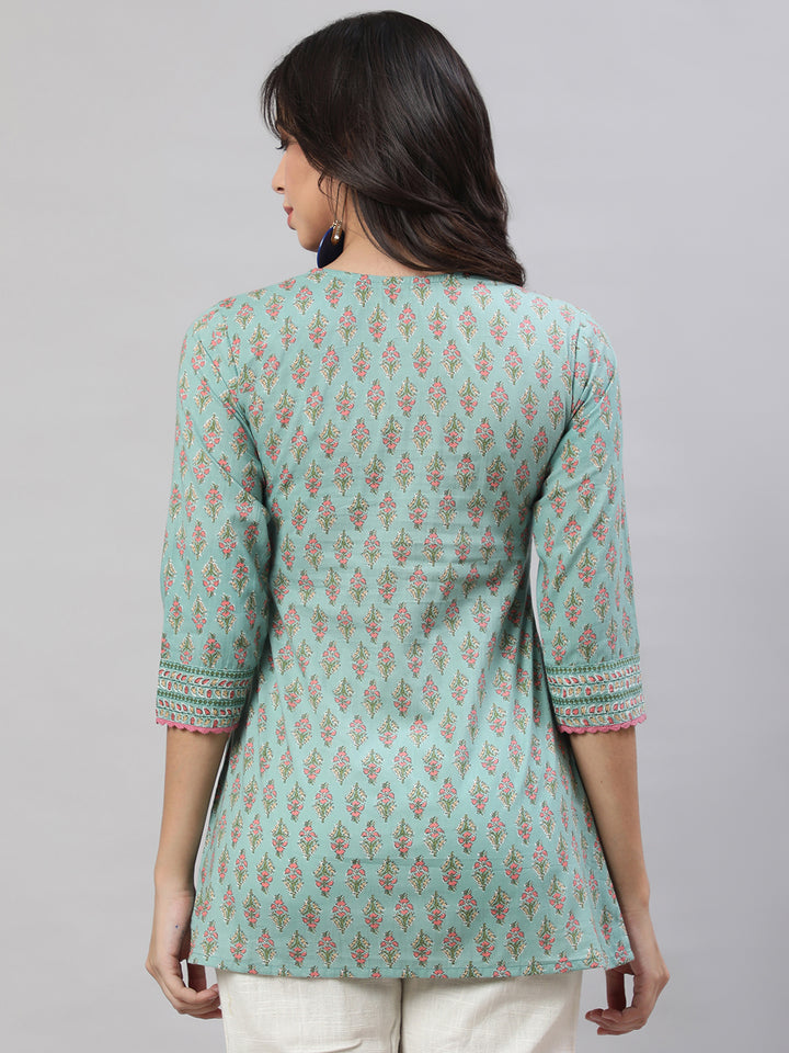 Printed 3/4 Sleeves Regular Pure Cotton  Top