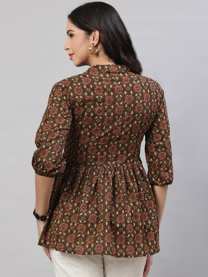 Printed 3/4 Sleeves Regular Pure Cotton  Top