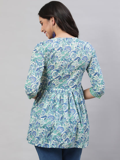 Printed 3/4 Sleeves Regular Pure Cotton  Top