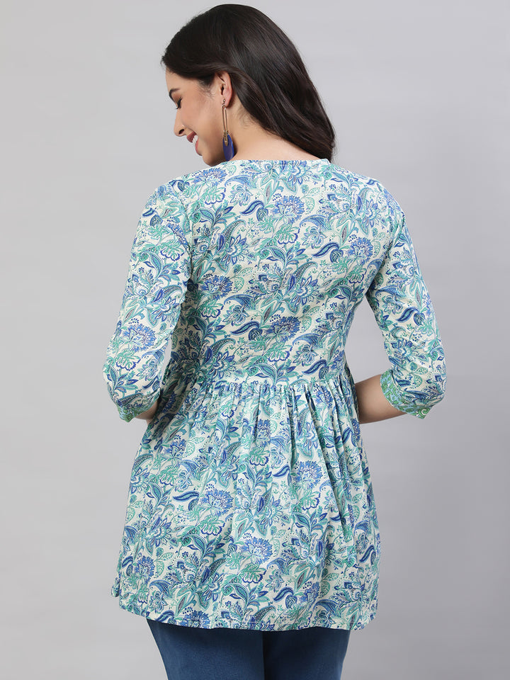 Printed 3/4 Sleeves Regular Pure Cotton  Top