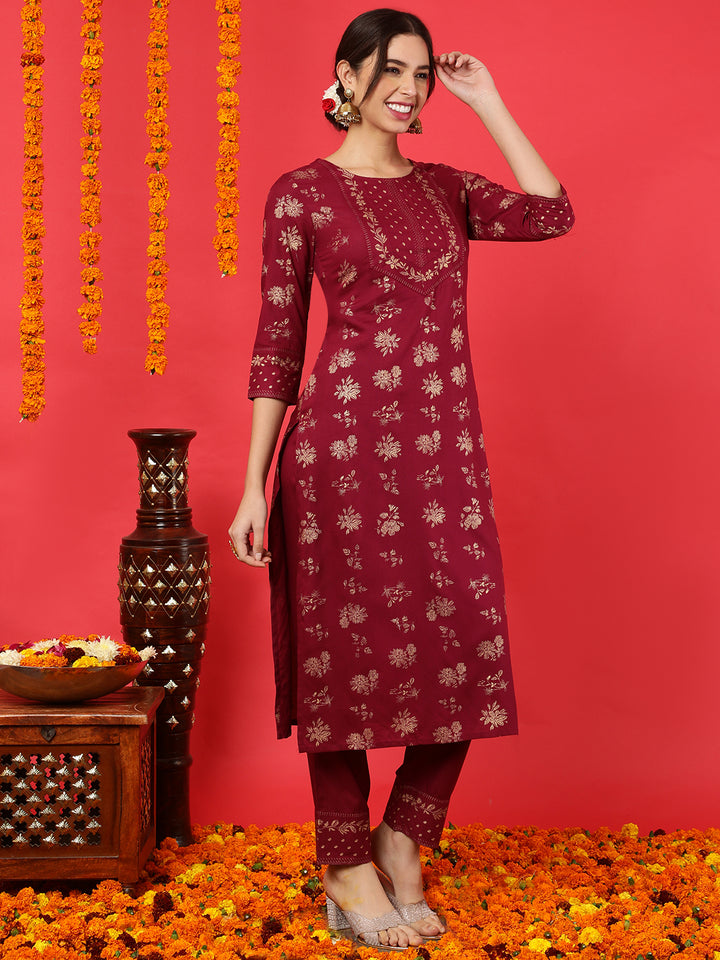 Rayon Calf Length Printed Straight 3/4 Sleeves Round Neck Kurta Bottom Dupatta Set