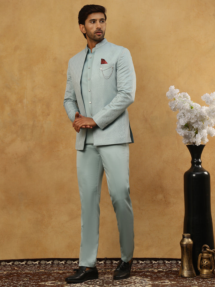 Cotton Blend Textured Indo-Western Set