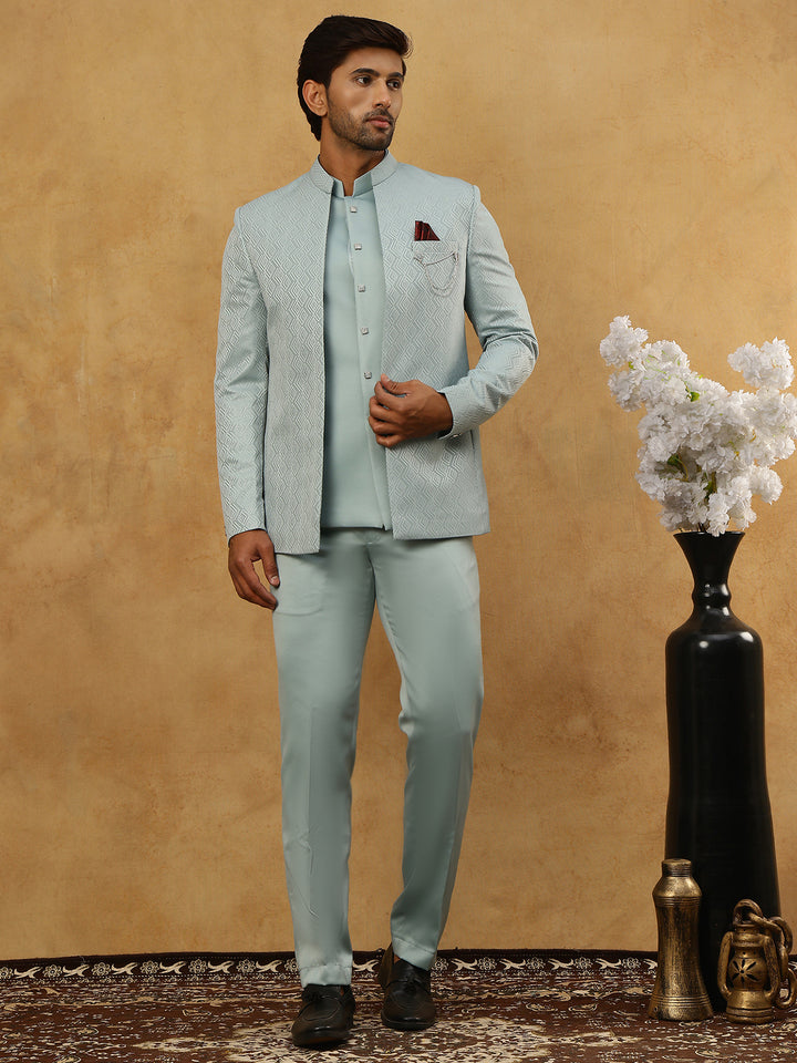Cotton Blend Textured Indo-Western Set