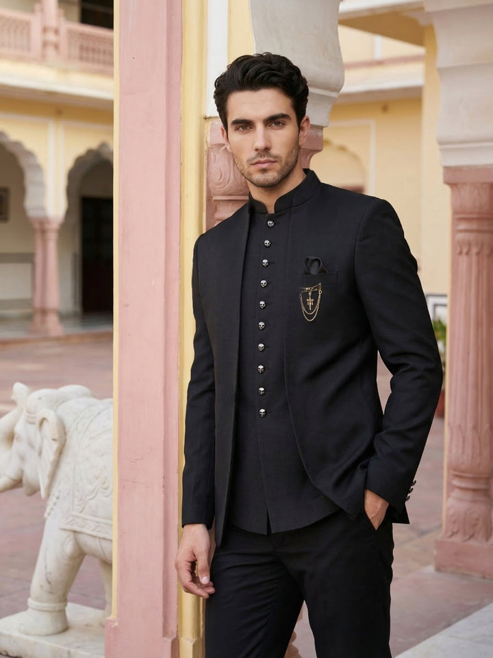 Cotton Blend Solid Indo-Western Set