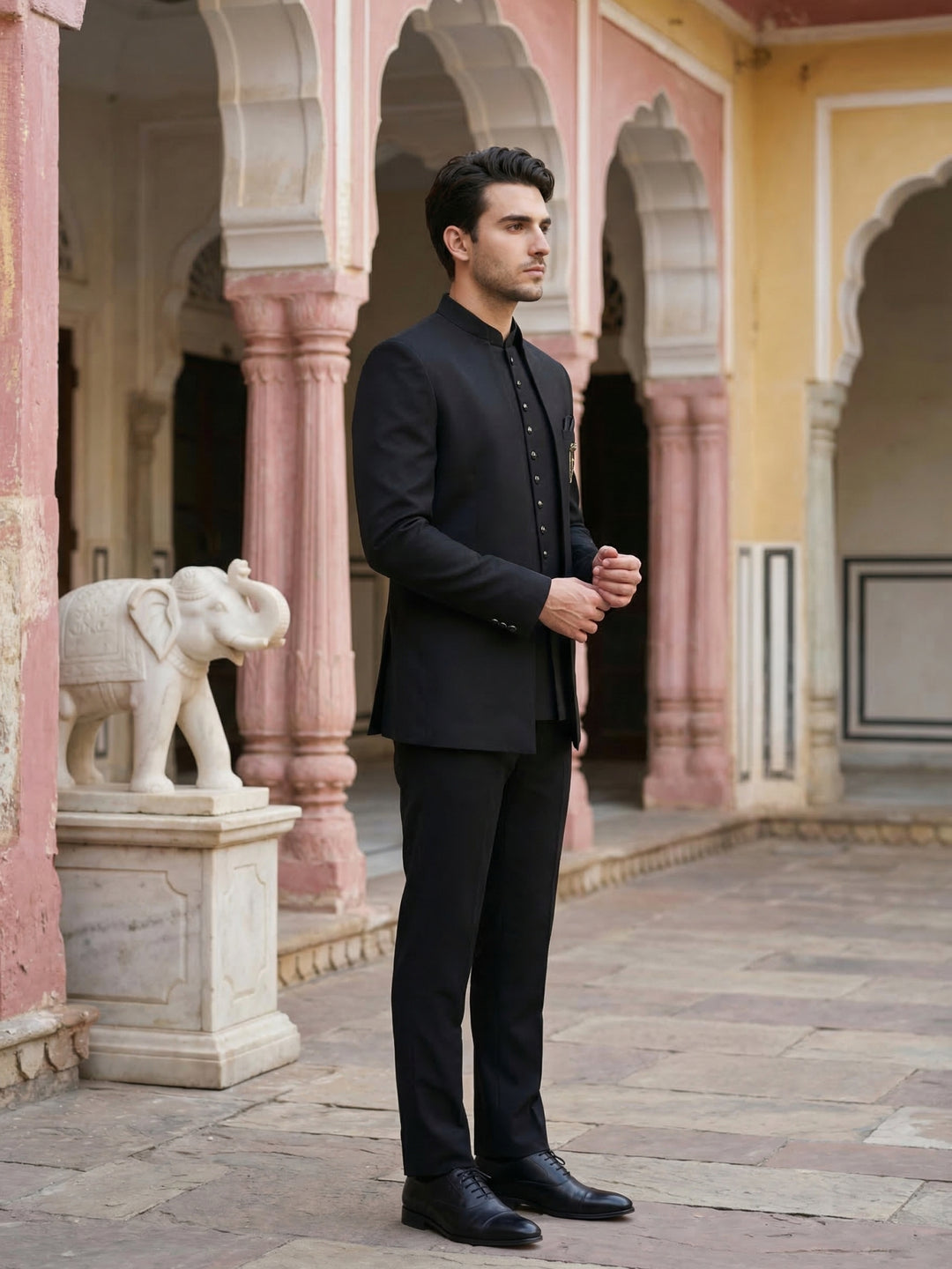 Cotton Blend Solid Indo-Western Set