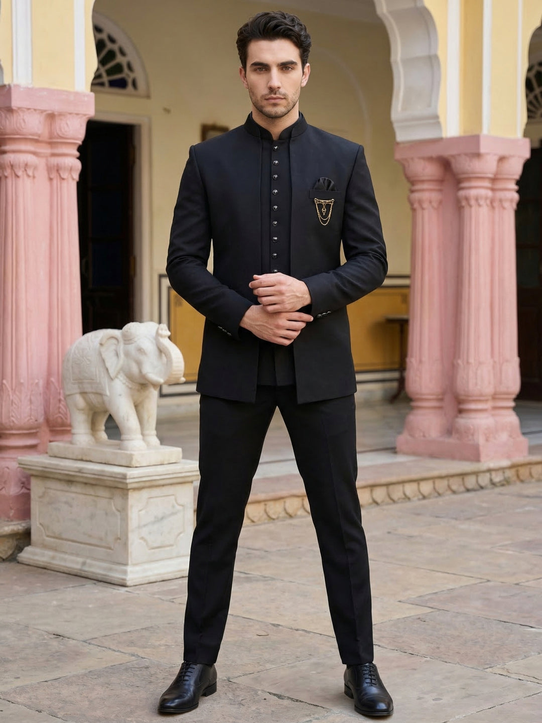 Cotton Blend Solid Indo-Western Set