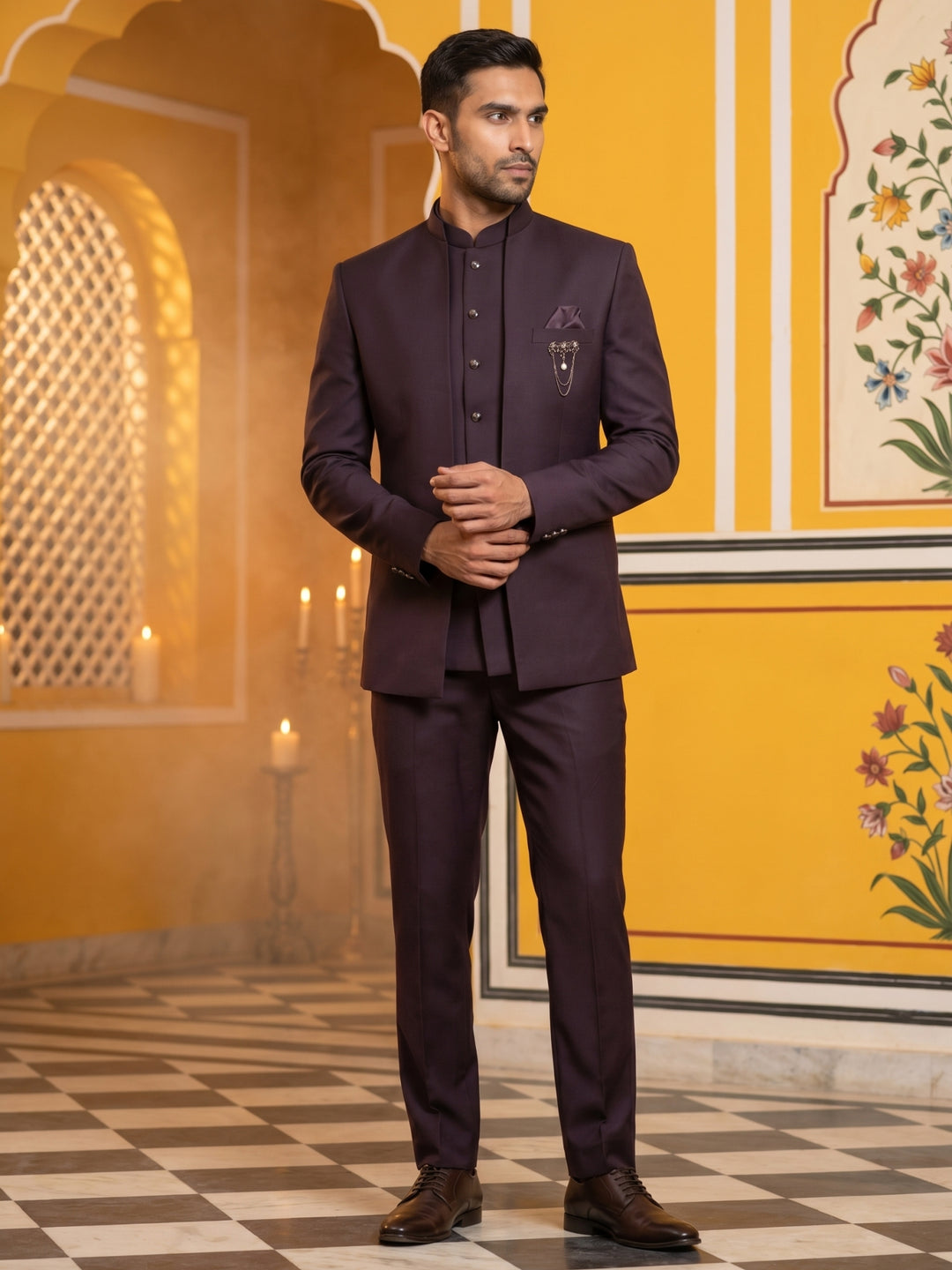 Cotton Blend Solid Indo-Western Set