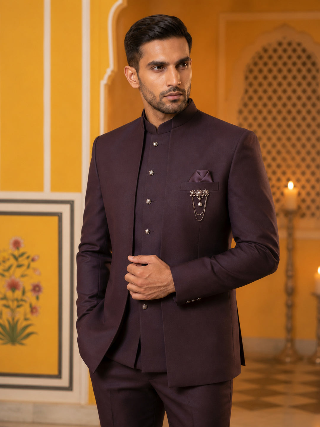 Cotton Blend Solid Indo-Western Set