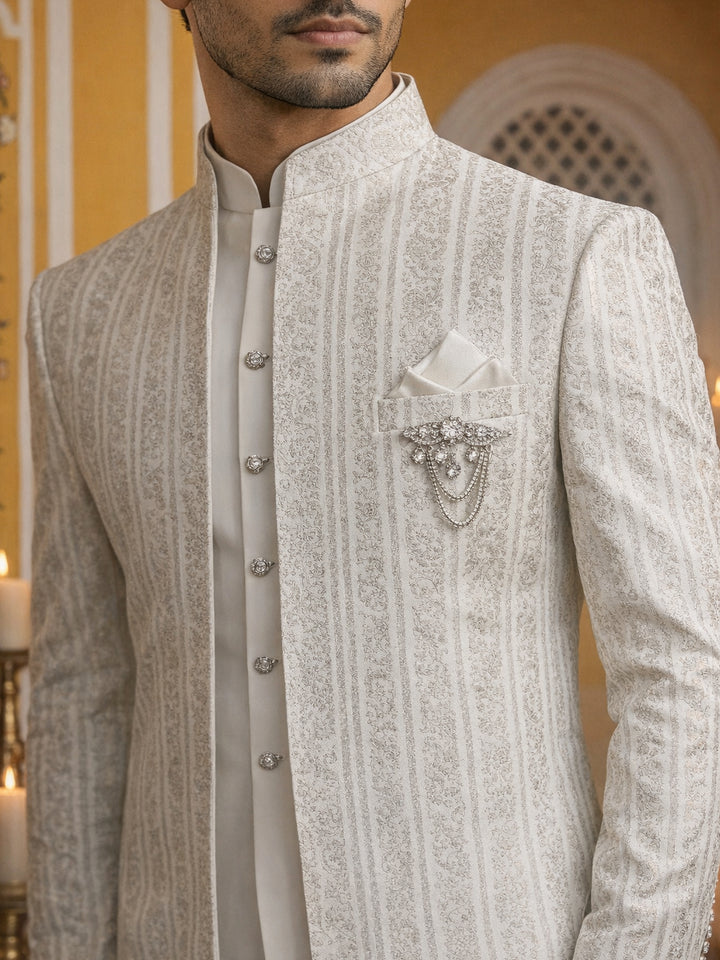 Embroidered Silk Blend Indo-Western Set