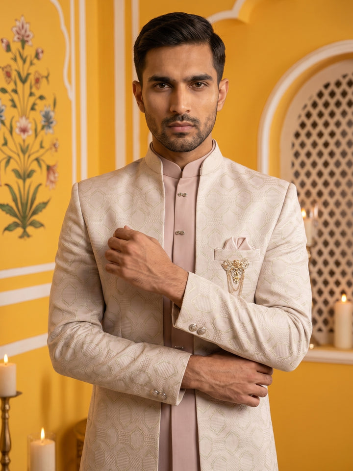 Jacquard Silk Ethnic Indo-Western Set