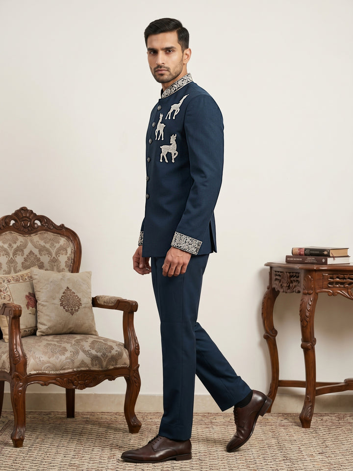 Deer Embroidered Japanese Fabric Indo-Western Set