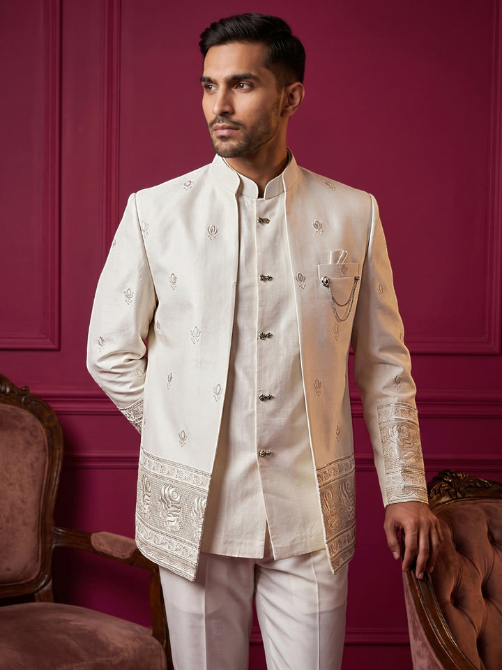 Men Ethnic Embroidered Indo-Western Set