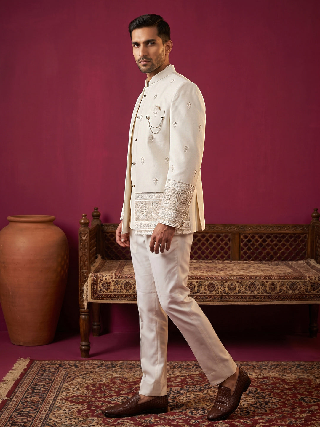 Men Ethnic Embroidered Indo-Western Set