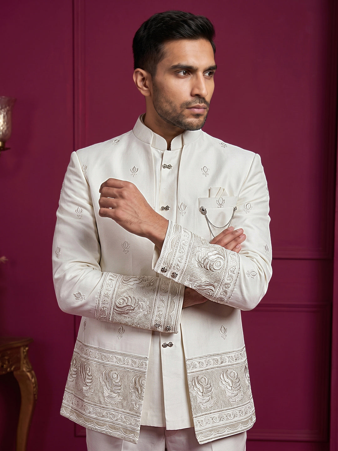 Men Ethnic Embroidered Indo-Western Set