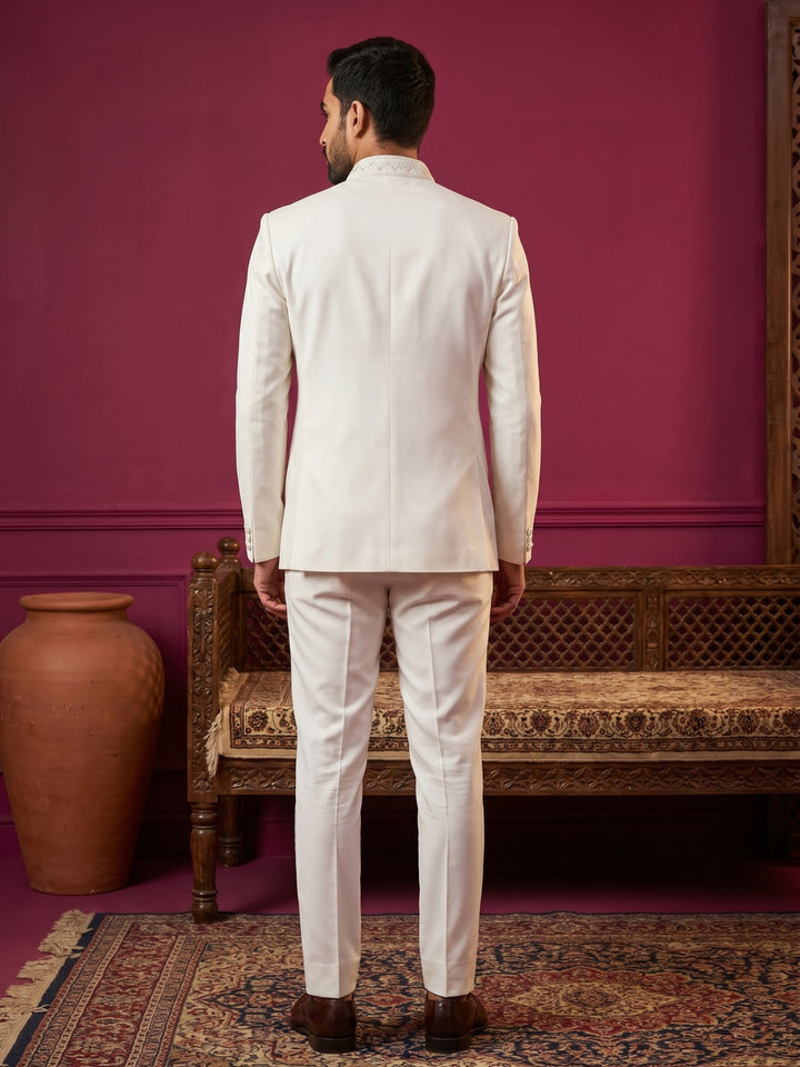 Men Cotton Blend Floral Embroidered Indo-Western Set
